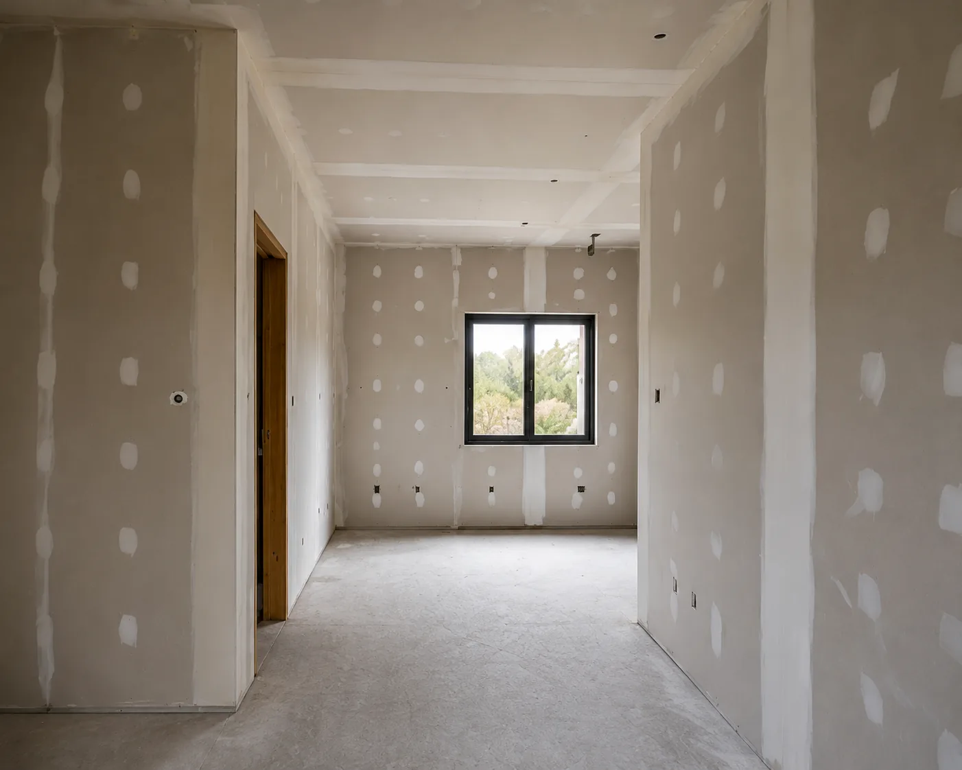 Interior residencial en obra seca listo para terminaciones